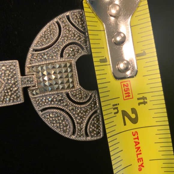 Vintage Judith Jack Sterling Silver Marcasite Art Deco Brooch 18GM - Picture 6 of 7